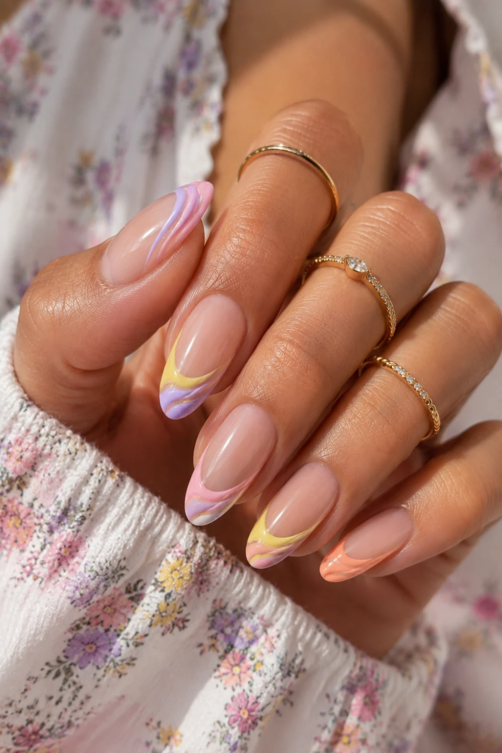 Pastel Swirl French Nails