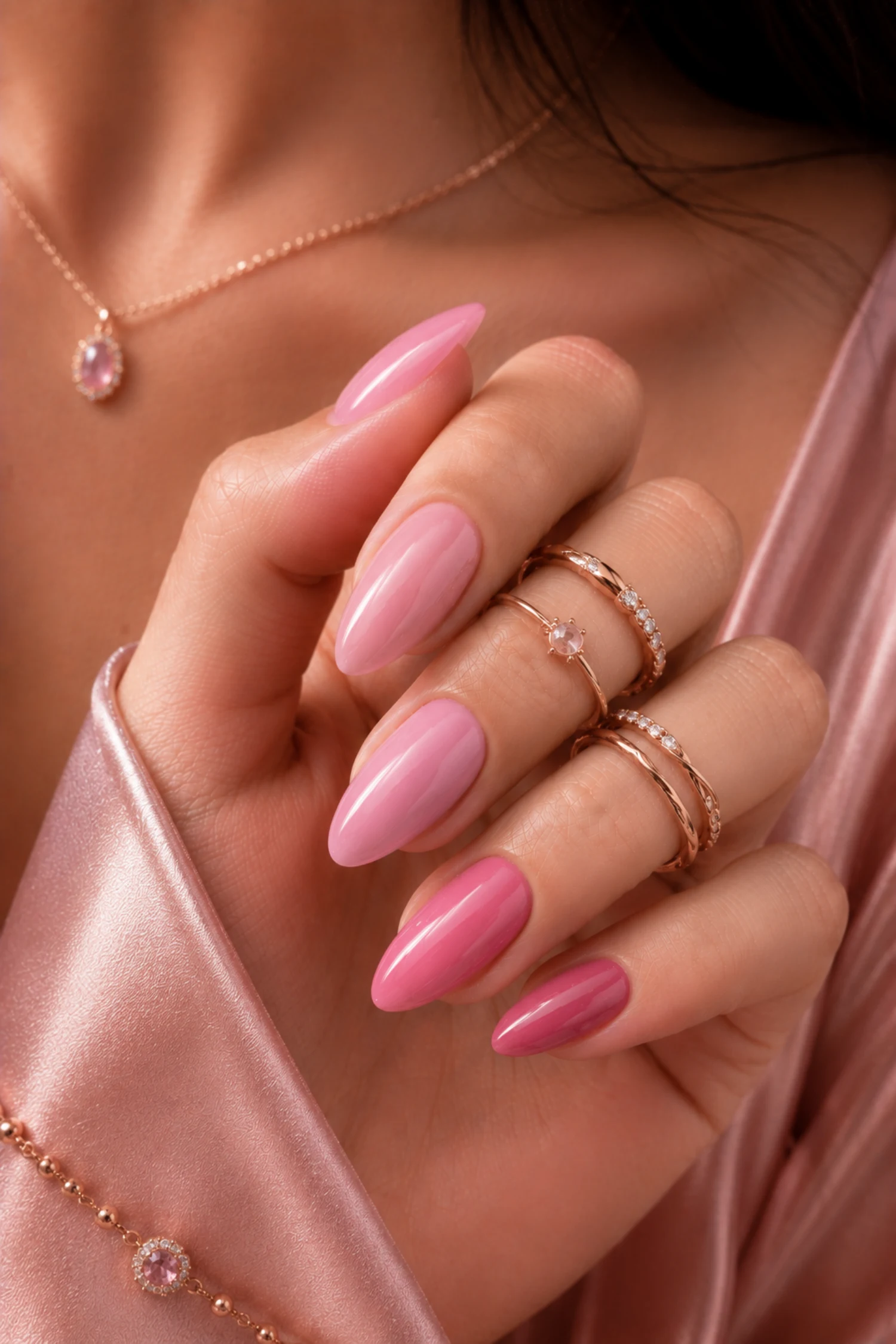 Shades of Strawberry Milk Manicure