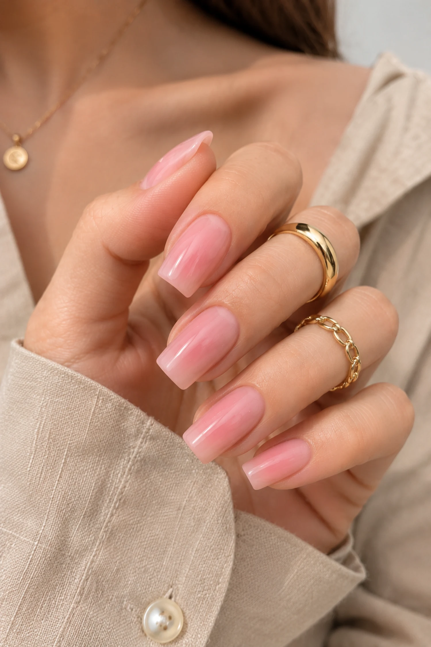 Square Strawberry Milk Nails