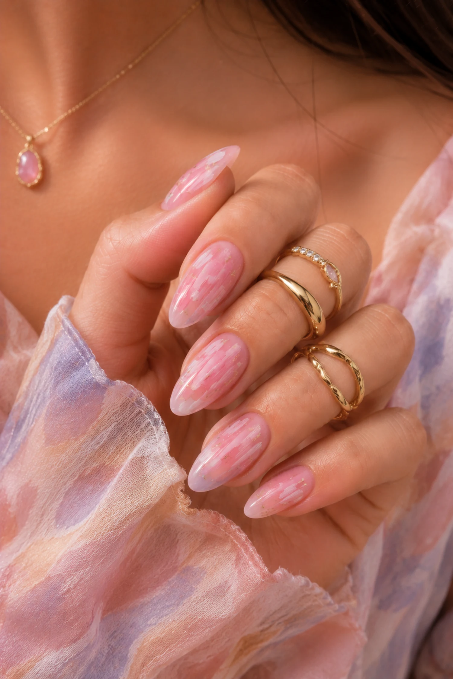 Swiped Strawberry Milk Nails